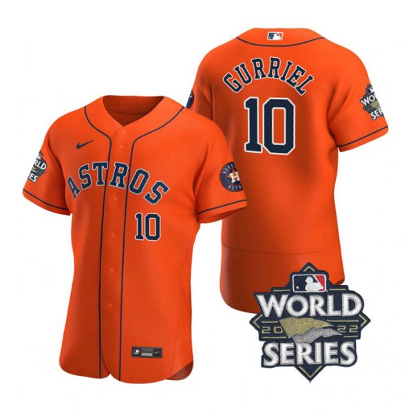 Astros 10 Yuli Gurriel Orange Nike 2022 World Series Flexbase Jersey->houston astros->MLB Jersey